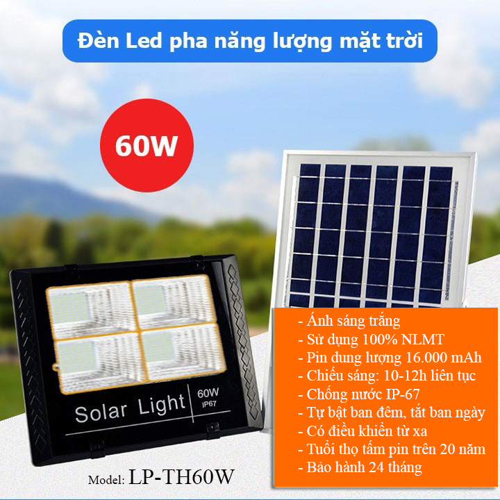 Đèn năng lượng mặt trời 60W LP-TH60, đại lý, phân phối,mua bán, lắp đặt giá rẻ