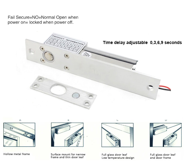 Khóa chốt điện từ SB-100N 2 dây khóa khi cấp điện, nhả khi mất điện Fail safe