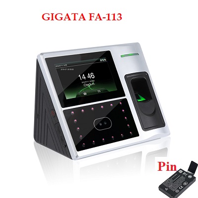 Máy chấm công Khuôn mặt & Vân tay GIGATA FA-113 có pin lưu điện