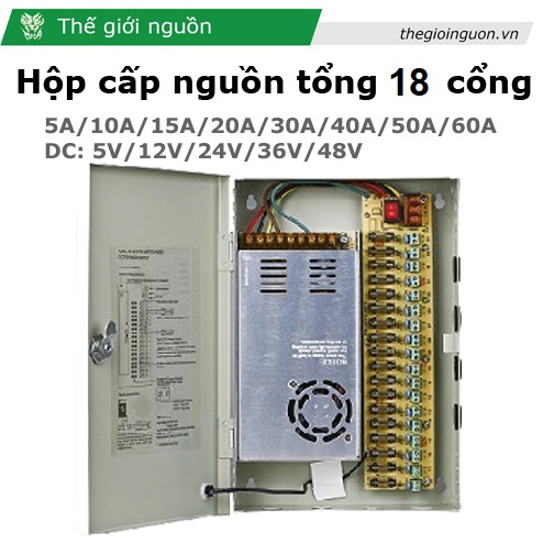 Hộp cấp nguồn tổng 18 cổng 12V 30A HN1230-18F, có cầu chì cho camera, đèn led, thiết bị điện tử viễn thông