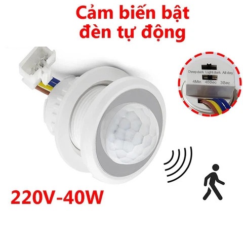 Công tắc cảm biến chuyển động hồng ngoại T-3005 bật tắt đèn tự động 220V - Có điều chỉnh thời gian và độ nhạy