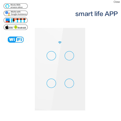 Công tắc WIFI Tuya Smart DW-M3US 4 nút, điều khiển bằng điện thoại