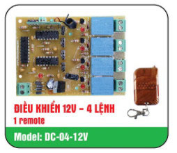 Board mạch điều Khiển Từ Xa 12V 4 kênh relay, tần số 315Mhz RF-04-12V (loại fix code)