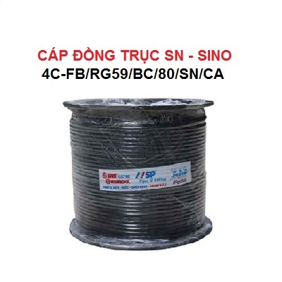 Cáp đồng trục SN SINO 4C-FB/RG59/BC/80/SN/CA kèm dây nguồn