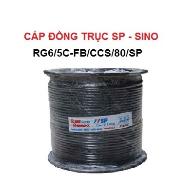 Cáp đồng trục SINO Đen, RG6/5C-FB/CCS/80/SP