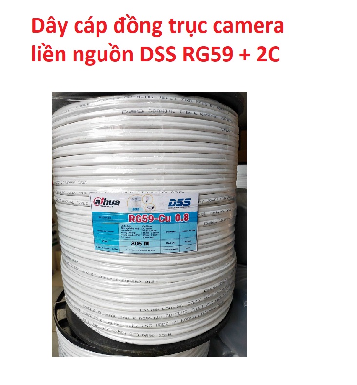 Cáp đồng trục kèm nguồn RG59 + 2C (cuộn 305m)