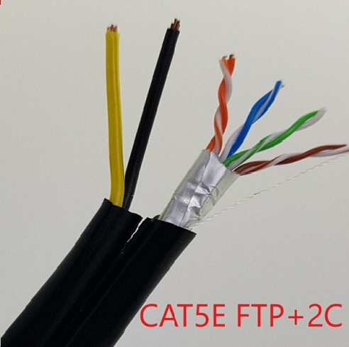 Cáp mạng Cat5e kèm dây nguồn CAT 5E FTP + 2C, thùng 305 mét