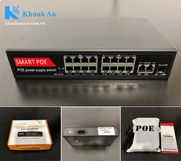 Smart switch POE 16 cổng + 2 Uplink + 1 SFP SW16K-POE dành cho camera IP