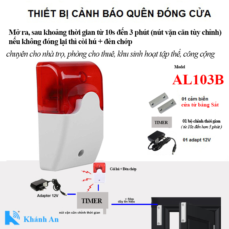 Bộ còi cảnh báo nhắc quên chưa đóng cửa KSA-AL103