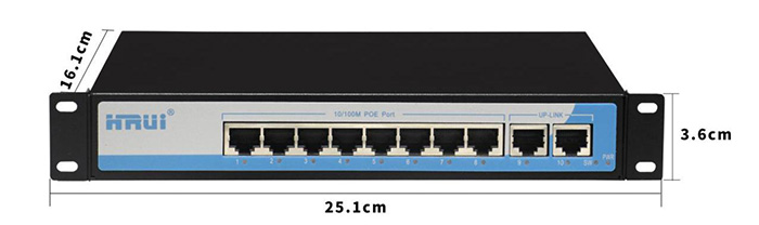 Switch PoE 8 Port + 2 Uplink HRUI HR902-AF-82N 10/100 96W