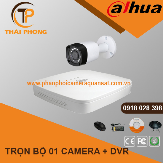 Trọn bộ 1 camera DAHUA 1.0MP CVI cho Gia đình,Cty,Văn phòng,Shop...