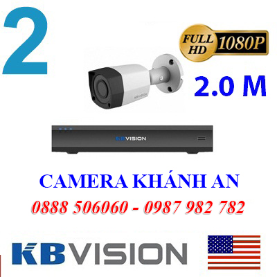 Trọn bộ 2 camera KBVISION 2.0MP CVI cho Xưởng,Nhà Máy,Cty,Văn phòng,Shop...