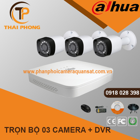 Trọn bộ 3 camera DAHUA 1.0MP CVI cho Gia đình,Cty,Văn phòng,Shop...