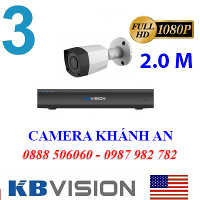 Trọn bộ 3 camera KBVISION 2.0MP CVI cho Xưởng,Nhà Máy,Cty,Văn phòng,Shop…