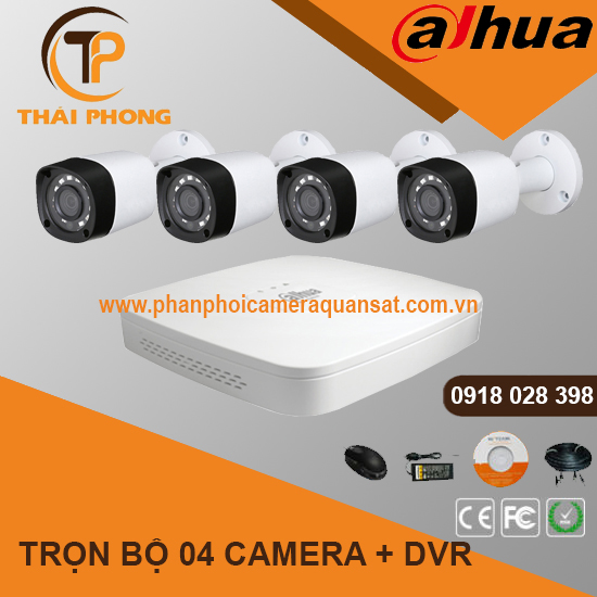 Trọn bộ 4 camera DAHUA 1.0MP CVI cho Gia đình,Cty,Văn phòng,Shop…