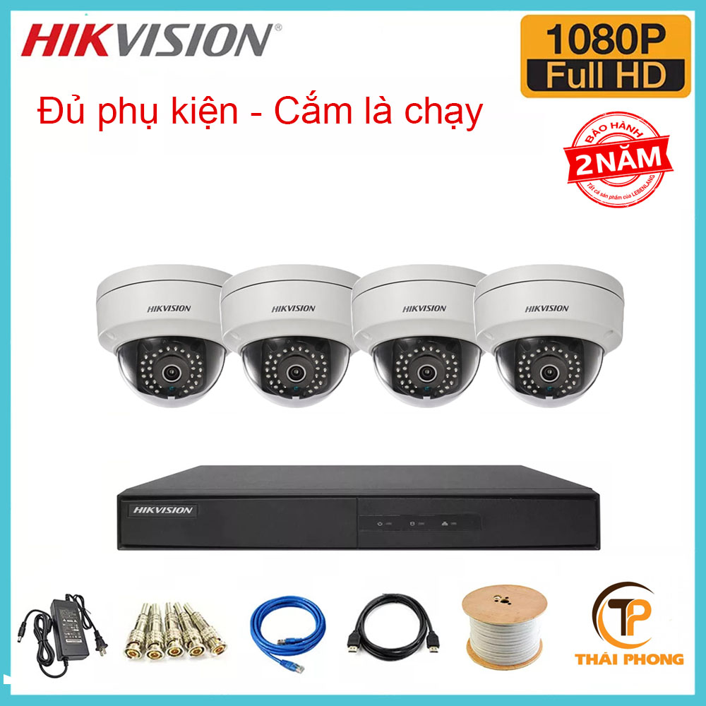 Bộ trọn gói 4 camera HIKVISION giá rẻ 2.0 MP