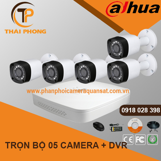 Trọn bộ 5 camera DAHUA 2.0MP CVI cho Xưởng,Nhà Máy,Cty,Văn phòng,Shop...