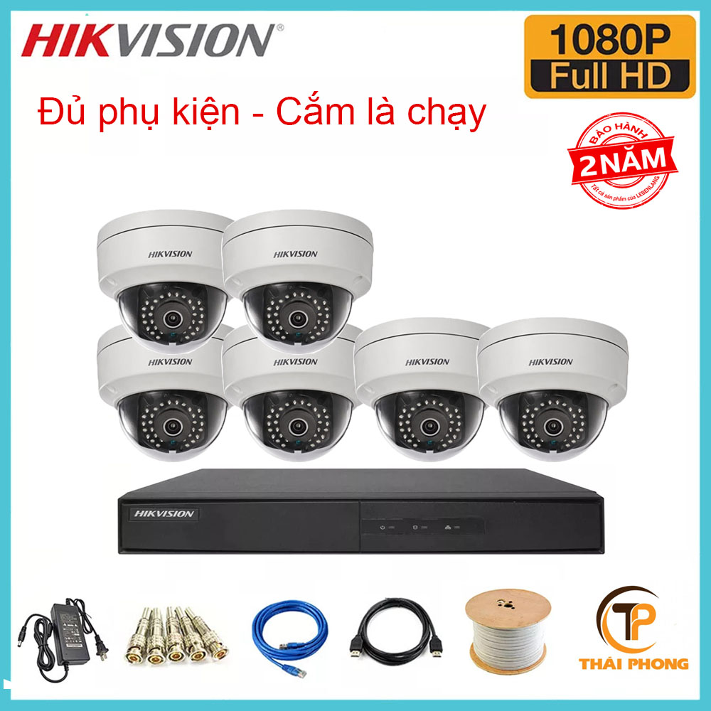 Bộ trọn gói 6 camera HIKVISION giá rẻ 2.0 MP