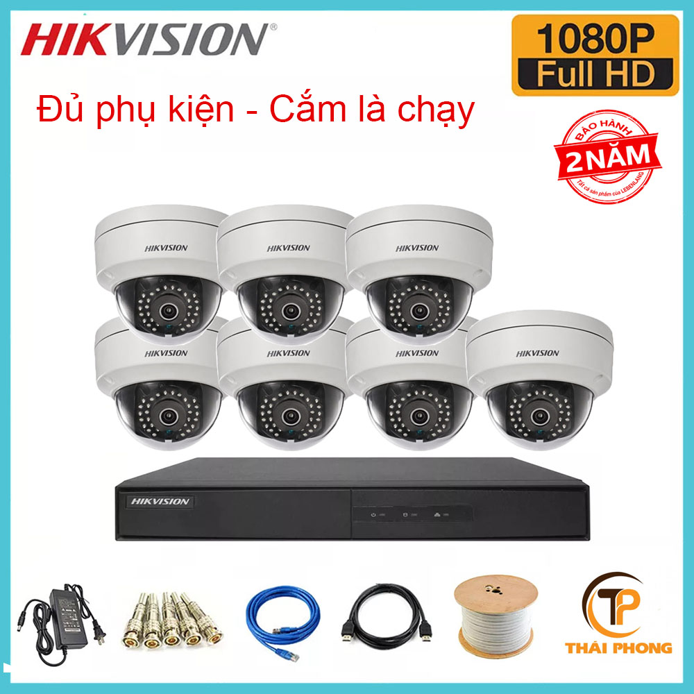 Bộ trọn gói  7 camera HIKVISION giá rẻ 2.0 MP