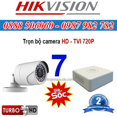 Trọn bộ 7 camera HIKVISION 1.0MP TVI cho Gia đình,Cty,Văn phòng,Shop...