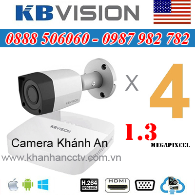 Lắp trọn gói 4 camera KBVISION 1.3 Megapixcel