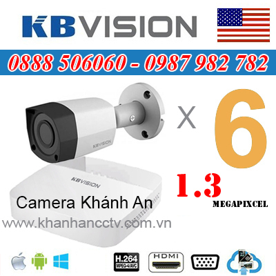 Lắp trọn gói 6 camera KBVISION 1.3 Megapixcel