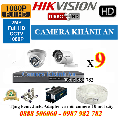 Bộ trọn gói 9 camera HIKVISION 2.0M 1080P