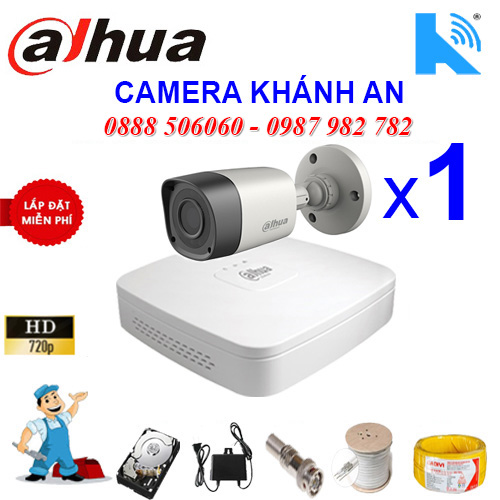 Trọn bộ 1 camera DAHUA 1.0MP CVI cho Xưởng,Nhà Máy,Cty,Văn phòng,Shop...